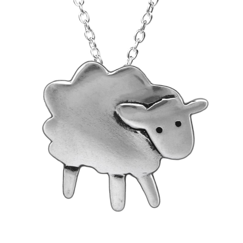 Sterling Silver Sheep Charm Necklace Silver Lamb Pendant on Adjustable Sterling Chain image 1