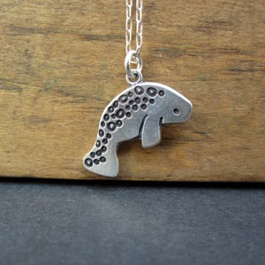 Manatee Charm or Necklace Sterling Silver Manatee Pendant on Adjustable Chain image 4