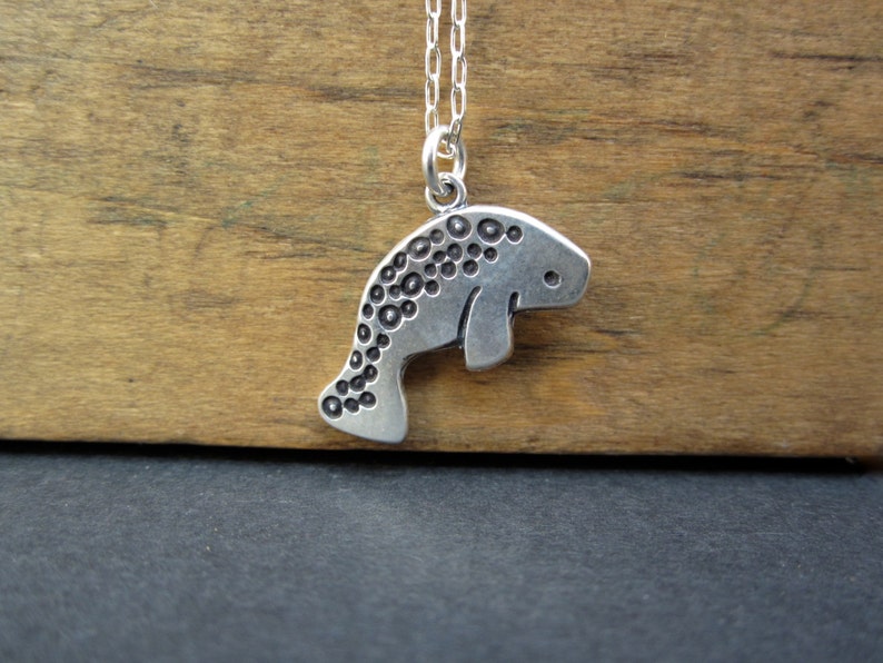 Manatee Charm or Necklace Sterling Silver Manatee Pendant on Adjustable Chain image 4