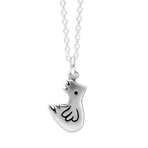 Sterling Silver Chicken Necklace: Handmade Pendant, Adjustable Chain