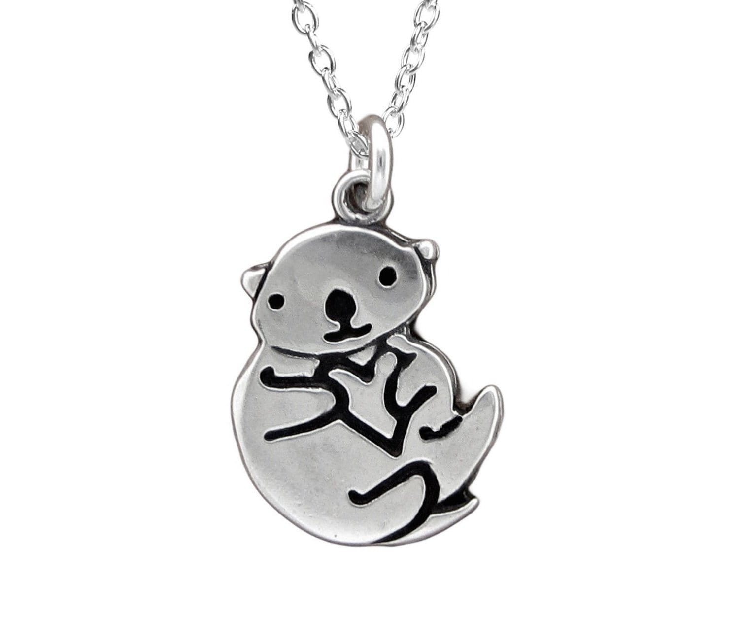 Otter Necklace Sterling Silver Sea Otter Pendant or Charm Otter