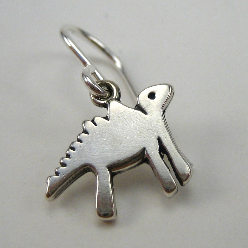 Dinosaur Little Charm Earrings Sterling Silver Stegosaurus Earrings image 5