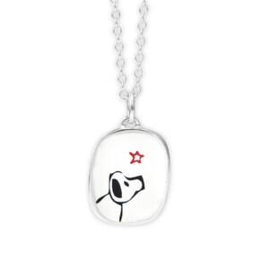 Dog Pendant - Enamel and Silver Dog Necklace - Sterling Silver and Vitreous Enamel