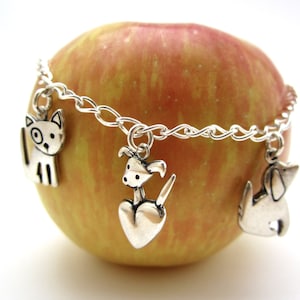 Puppy Love Charm Bracelet - Sterling Silver Dog Bracelet