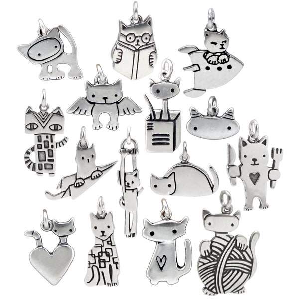 Charm chat - Choisissez le vôtre - Breloque supplémentaire pour bracelet à breloques - Charm Kitty mignon en argent sterling à ajouter