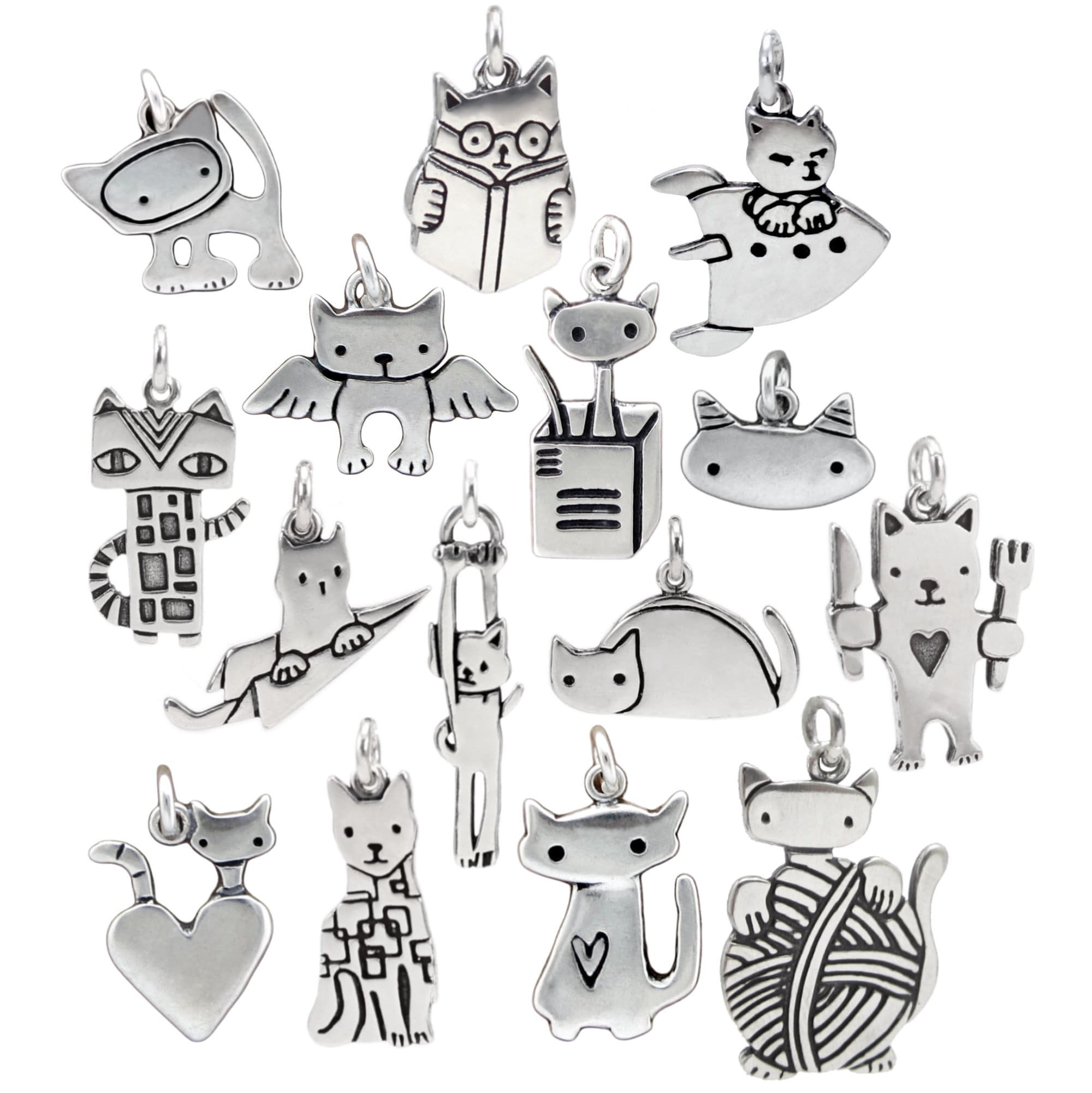 Cat Charm - Choose Your Own Charm - Extra Charm for Charm Bracelet - Sterling Silver Cute Kitty Charm Add On