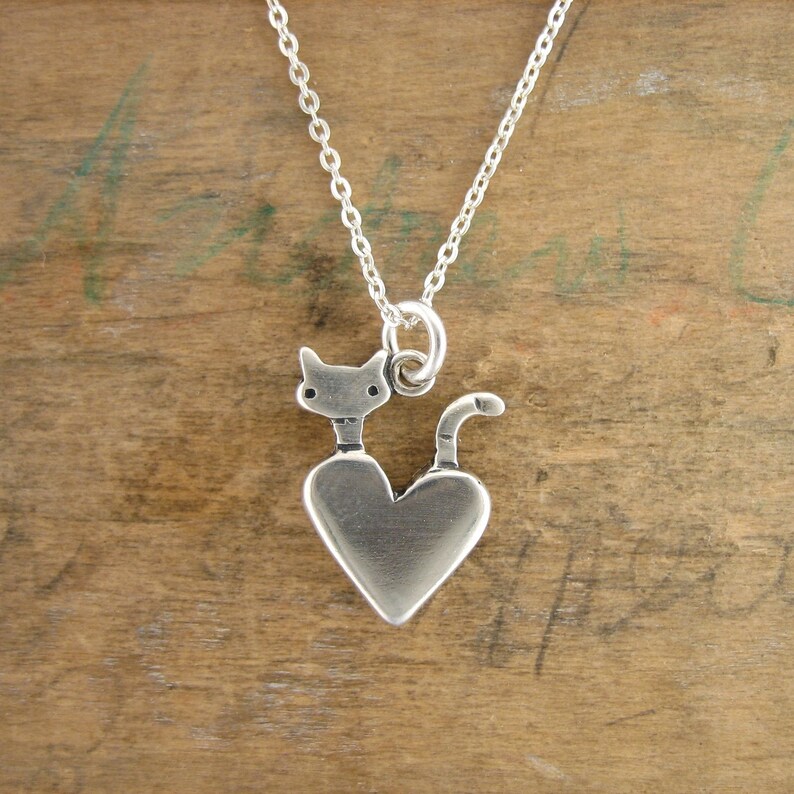 Cats Charm Necklace Set Set of Two Sterling Silver Cat Charm Etsy