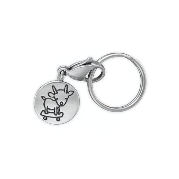 Sterling Silver Skateboarding Goat Keychain - Handmade USA - Etsy