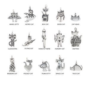 Cat Charm Choose Your Own Charm Extra Charm for Charm Bracelet Sterling Silver Cute Kitty Charm Add On image 2