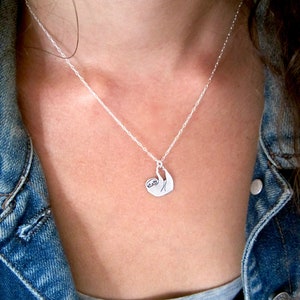 Little Sloth Charm Necklace Sterling Silver Sloth Pendant or Charm on Adjustable Chain image 5