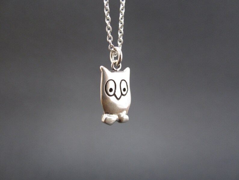 Mother and Daughter Night Owl Necklace Set Two Sterling Silver Owl Pendants on Adjustable Sterling Chains image 3
