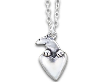 Tiny Polar Bear Charm - Small Detailed and Adorable Solid Sterling Silver Bear Heart Charm - Polar Bear Jewelry