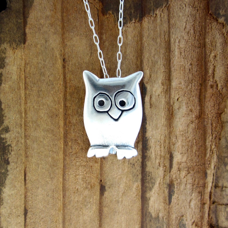 Mother and Daughter Night Owl Necklace Set Two Sterling Silver Owl Pendants on Adjustable Sterling Chains image 4