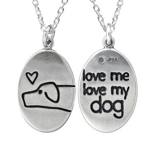 Sterling Silber Hund Halskette - Reversible Charm Anhänger