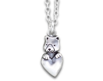 Tiny Bear Charm - Small Detailed and Adorable Solid Sterling Silver Bear Cub Charm
