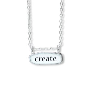 Reversible Write / Create Necklace Sterling Silver and Enamel Writers Bar Pendant on Adjustable Chain Gift for Authors Writers Poets image 3