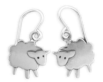 Sheep Earrings - Sterling Silver Lamb Earrings