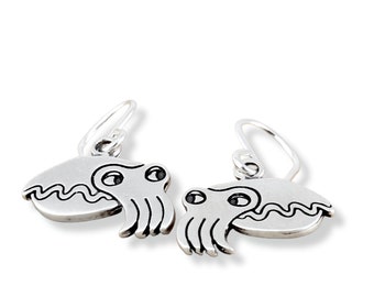 Cuttlefish Earrings - Sterling Silver Cuttlefish Earrings - Cuttlefish Dangles