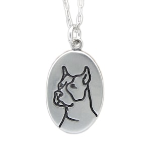 Sterling Silver Pit Bull Charm Necklace - Reversible Rescue Dog Pendant - One Less Rescue on Adjustable Chain