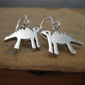 Dinosaur Little Charm Earrings Sterling Silver Stegosaurus Earrings image 4