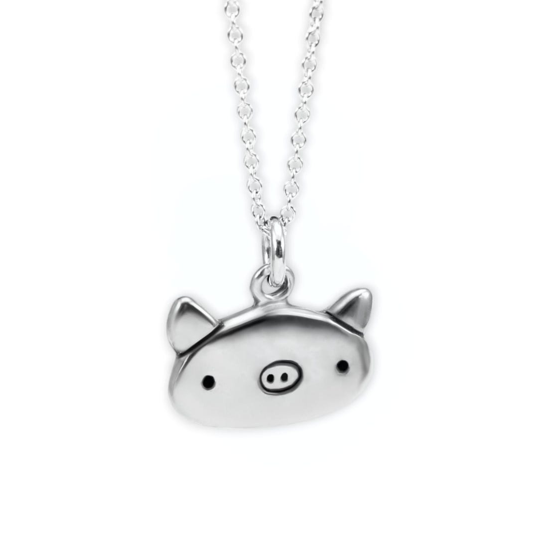 Little Pig Necklace - Sterling Silver Pig Pendant or Charm on