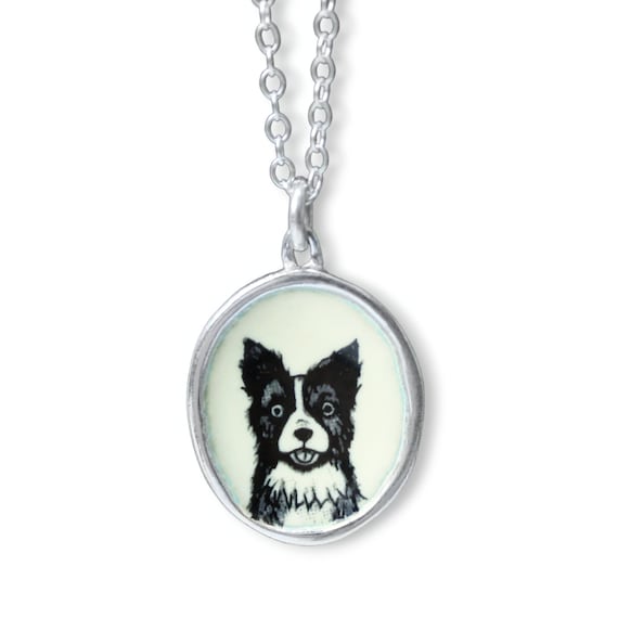 Border Collie Necklace Sterling Silver and Enamel Dog Pendant on Adjustable Sterling Chain Etsy Australia