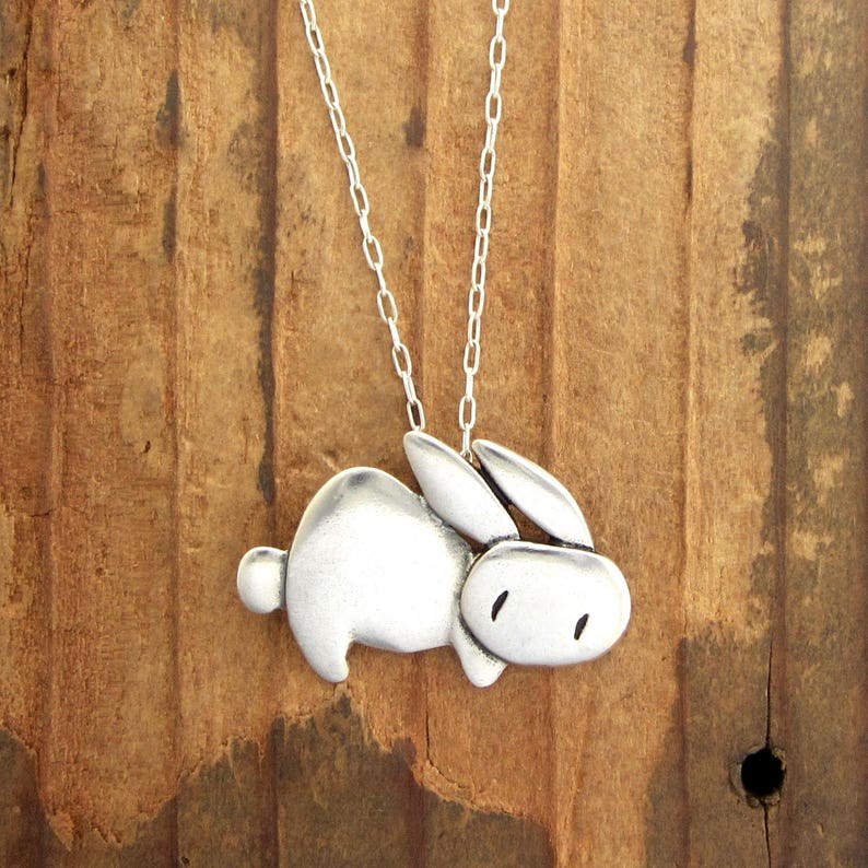 Sterling Silver Rabbit Charm Necklace Silver Bunny Pendant - Etsy