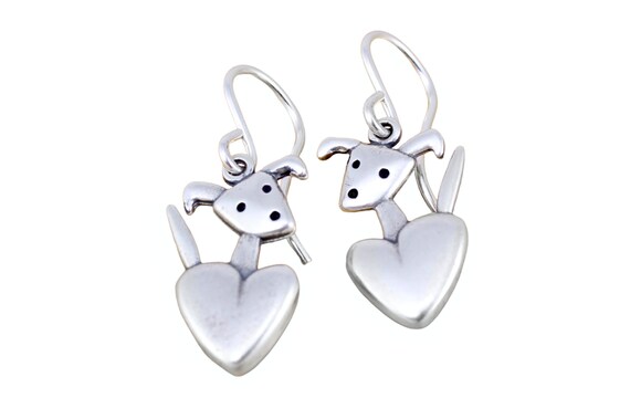 Sterling silver dog earrings discount