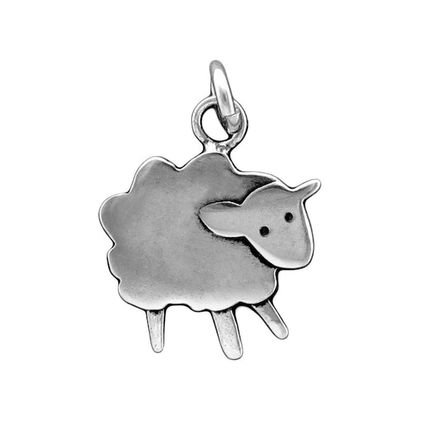 Collier de charme de mouton en argent sterling - Pendentif ou charme d’agneau en argent sur chaîne réglable