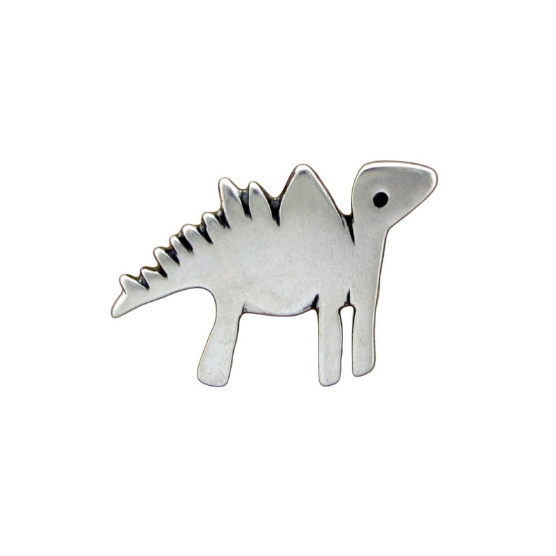 Sterling Dinosaur Charm Necklace Silver Stegosaurus Pendant or Charm on Adjustable Chain image 1