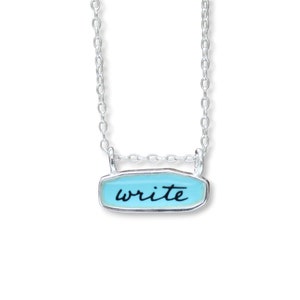 Reversible Sterling Silver Enamel Necklace: &quot;Write / Create&quot; Pendant
