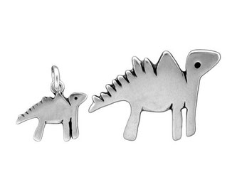 Mother Daughter Dinosaur Necklace Set - Set of Two Sterling Silver Stegosaurus Necklaces