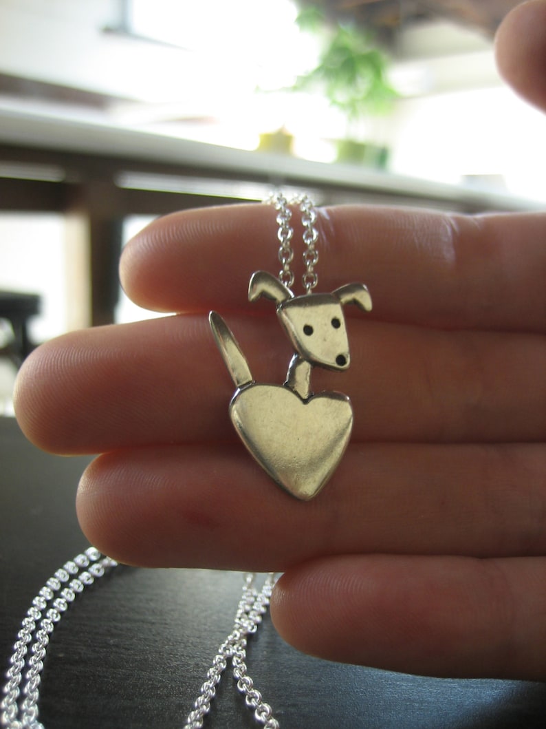 Sterling Silver Dog Charm Necklace Pet Lover Pendant Puppy Etsy