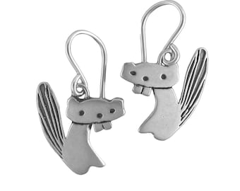 Cute Beaver Earrings - Sterling Silver Beaver Earrings