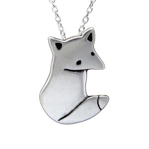 Sterling Silver Fox Charm Necklace - Silver Fox Pendant - Fox Jewelry on Adjustable Chain