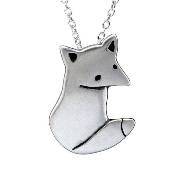 Sterling Silver Fox Charm Necklace - Silver Fox Pendant - Fox Jewelry on Adjustable Chain
