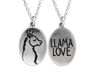 Sterling Silver Llama Charm Necklace: Reversible Alpaca Pendant