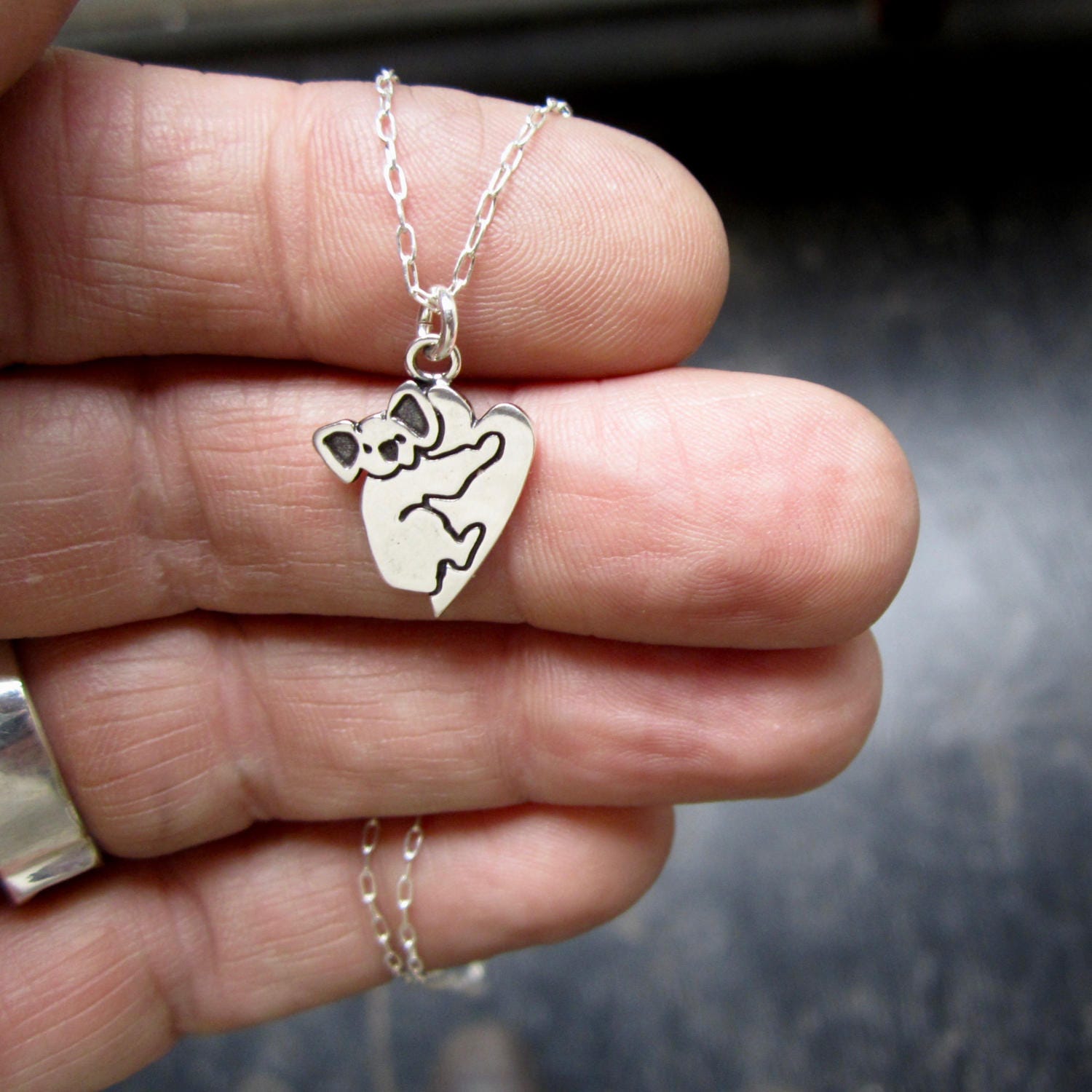 Koala - Collana da donna in argento Sterling con ciondolo a forma di cuore, idea regalo per donne e ragazze, Argento sterling, Zirconia cubica