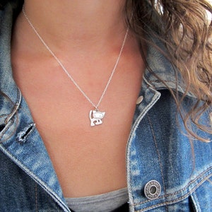 Tiny Punk Kitty Necklace Sterling Silver Cat Pendant Cute Cat Charm on Adjustable Chain image 6