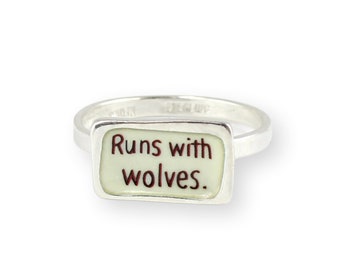 Sterling Silver "Runs With Wolves" Ring in Sizes 6 through 11 - Wolf Jewelry