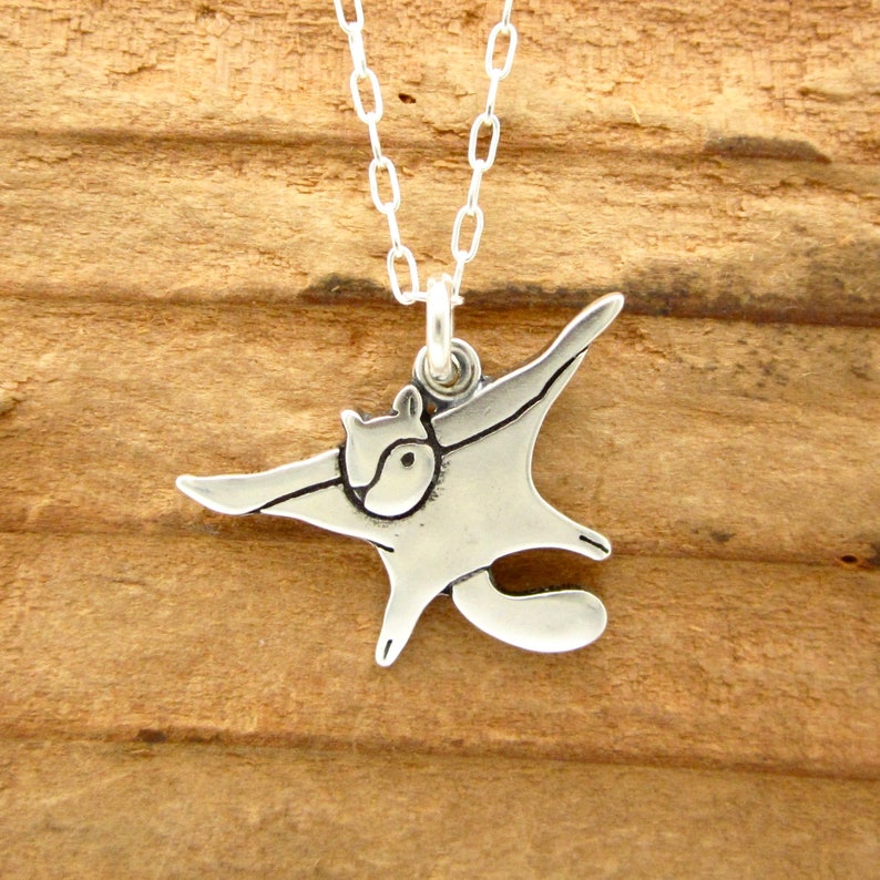 Sterling Flying Squirrel Necklace Silver Flying Squirrel Etsy