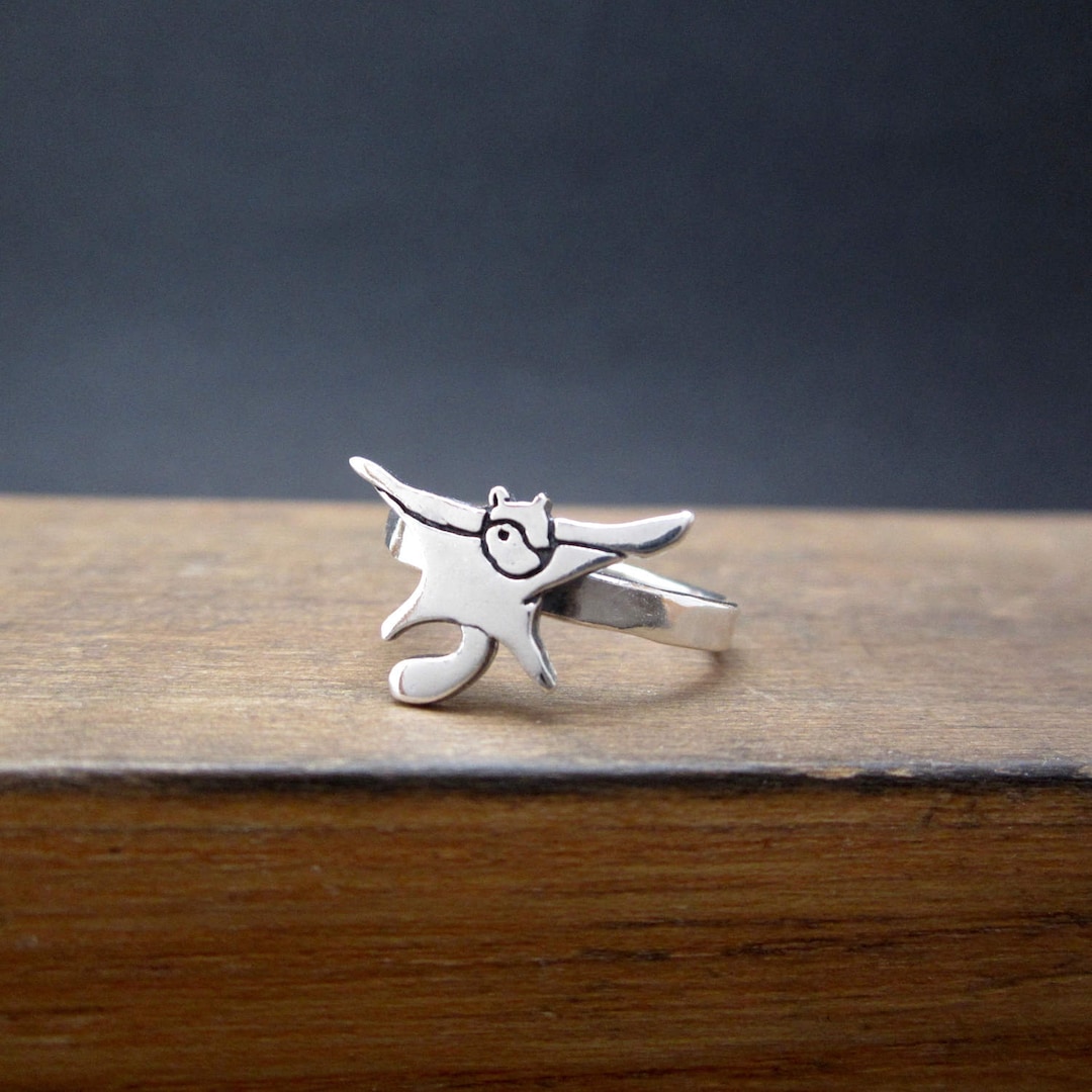 Squirrel Rings Floating Sterling Silver Flying Squirrel Ring - Animal Ring - Etsy