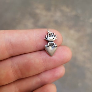 Tiny Axolotl Charm Small Detailed and Adorable Solid Sterling Silver Axolotl Charm image 4