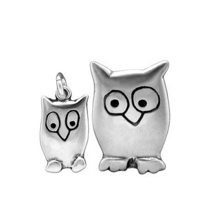 Mother and Daughter Night Owl Necklace Set Two Sterling Silver Owl Pendants on Adjustable Sterling Chains image 5