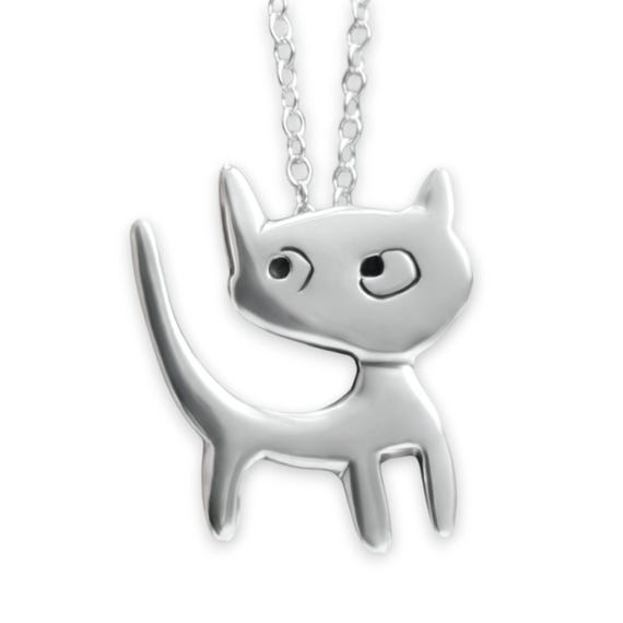 Kitty Cat Sweet Kitten Charm Sterling Silver 3D Design Kitty Cat Sweet Kitten Charm Sterling Silver 3D Design