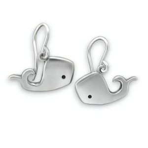 Sterling Silver Whale Dangle Earrings: Ocean Lover Jewelry