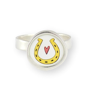 Sterling Silver Lucky Horseshoe Ring in Sizes 6 through 9 - Horse Jewelry