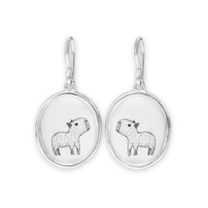 Capybara Ohrringe - Sterling Silber und Glasemaille Capybara Baumeln Ohrringe
