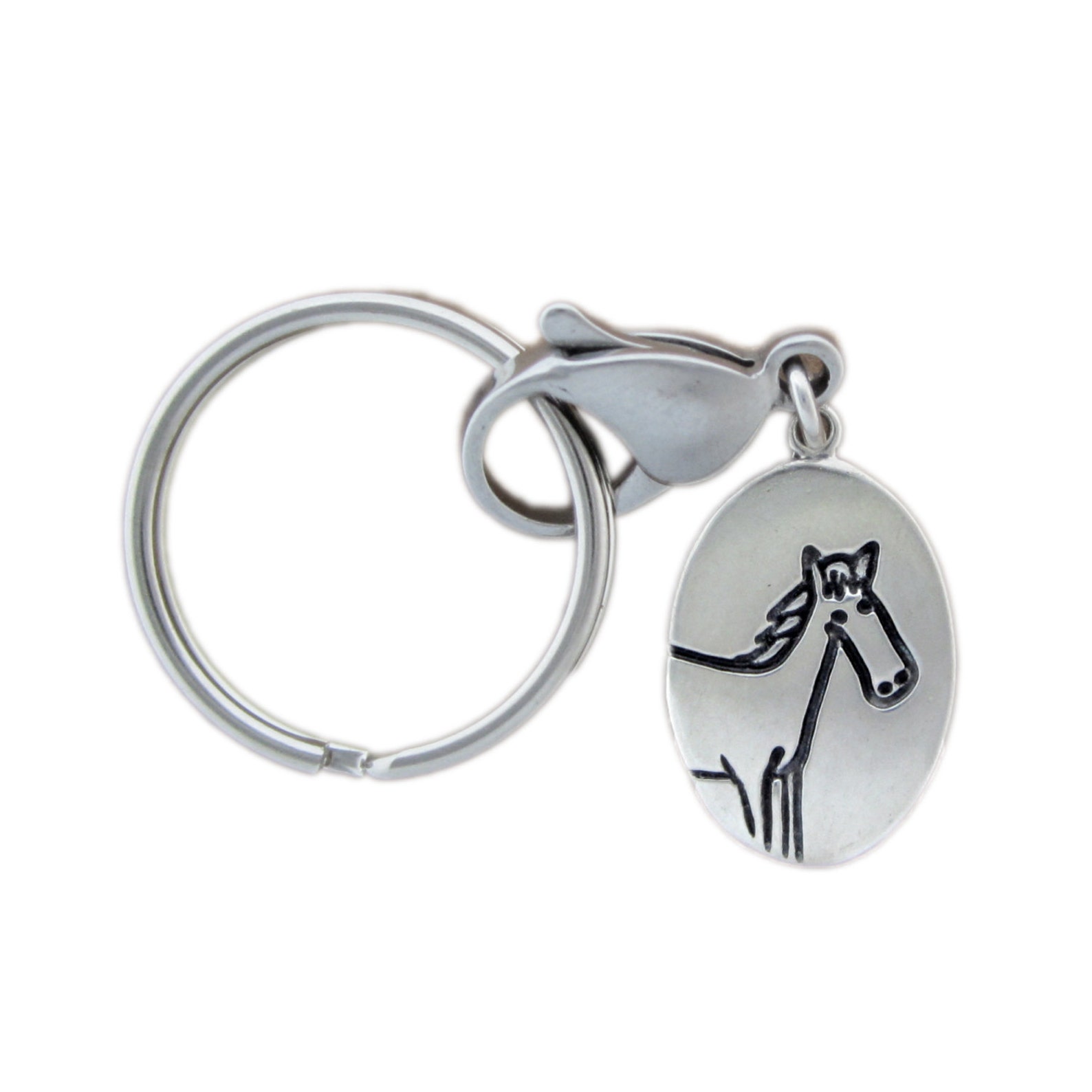 Sterling Silver Horse Keychain Silver Pony Keyring Etsy
