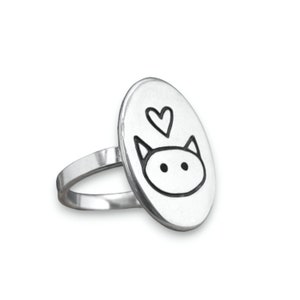 Love Kitty Ring - Sterling Silver Cat Ring